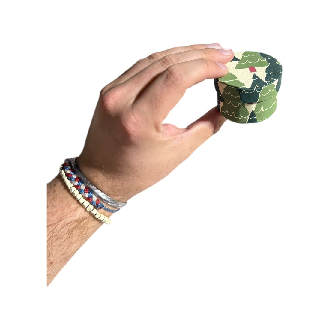 Round Handmade Recycled Paper Botanical Green Nesting Gift Boxes | 8 Sizes