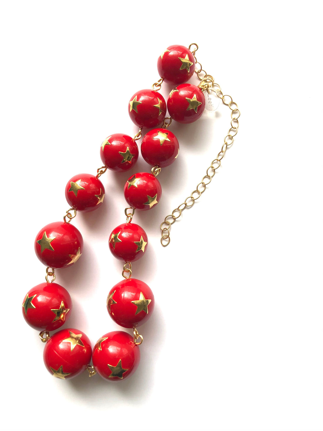 Red & Gold Superstar Beaded Amelia Necklace