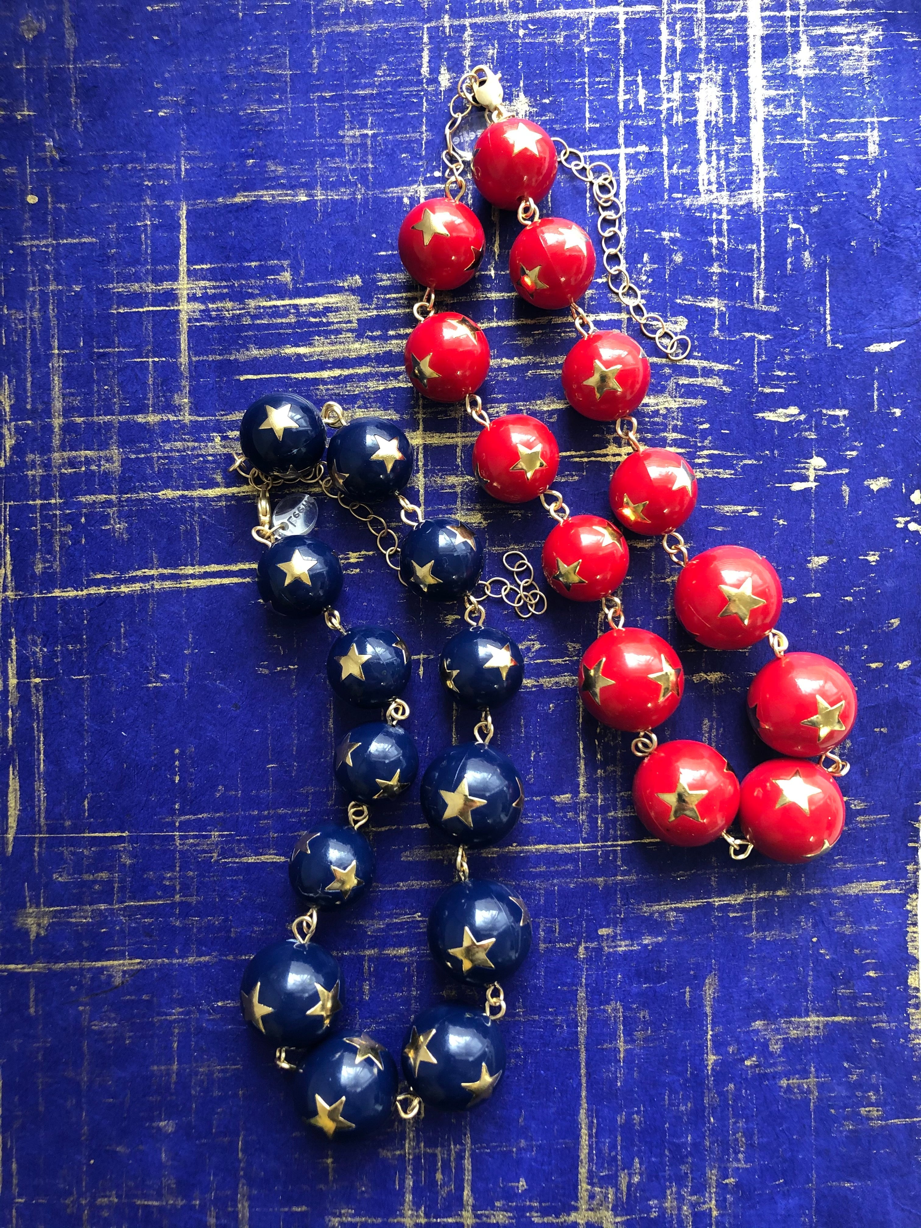 Red & Gold Superstar Beaded Amelia Necklace