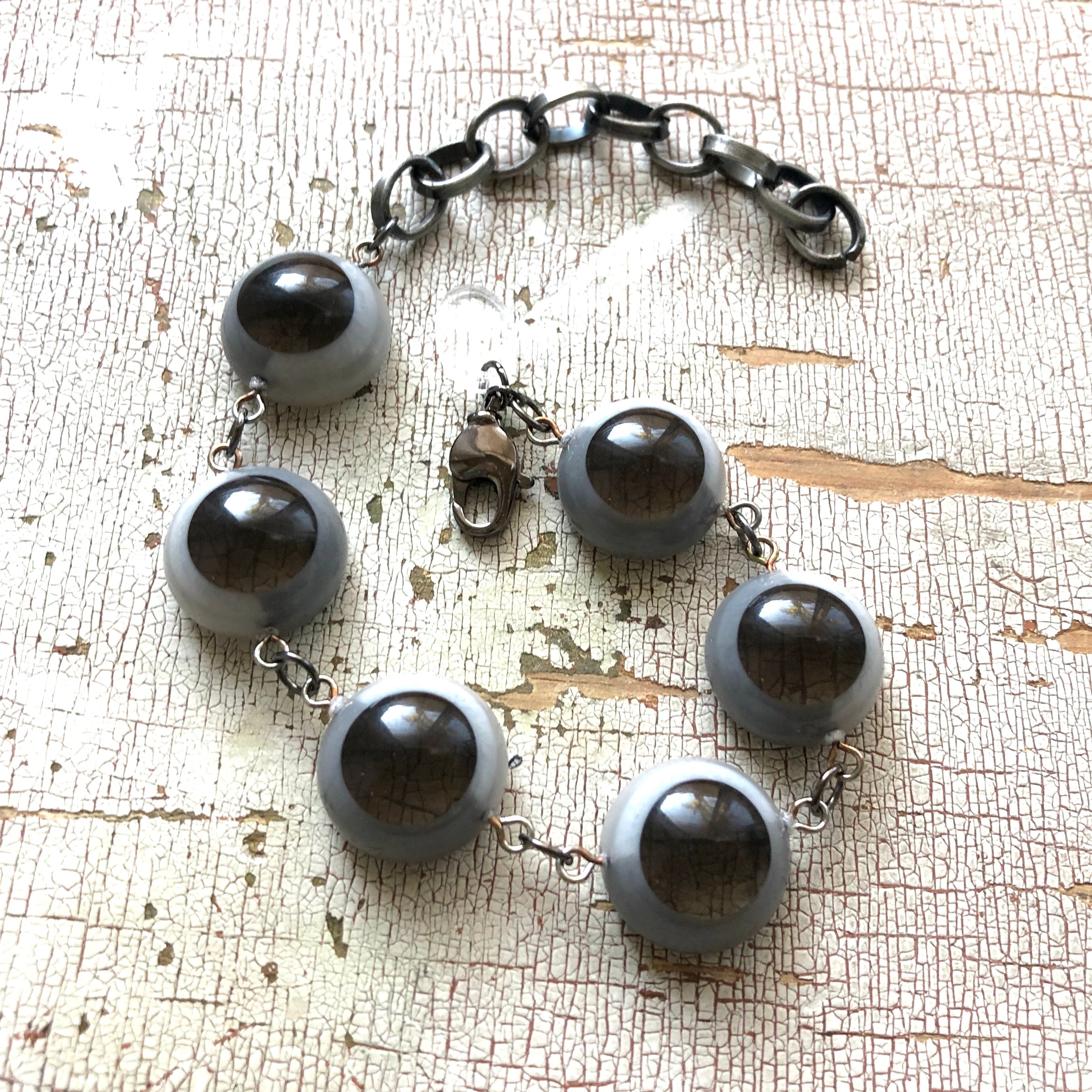 Grey Color-Block Disc Stations Bracelet