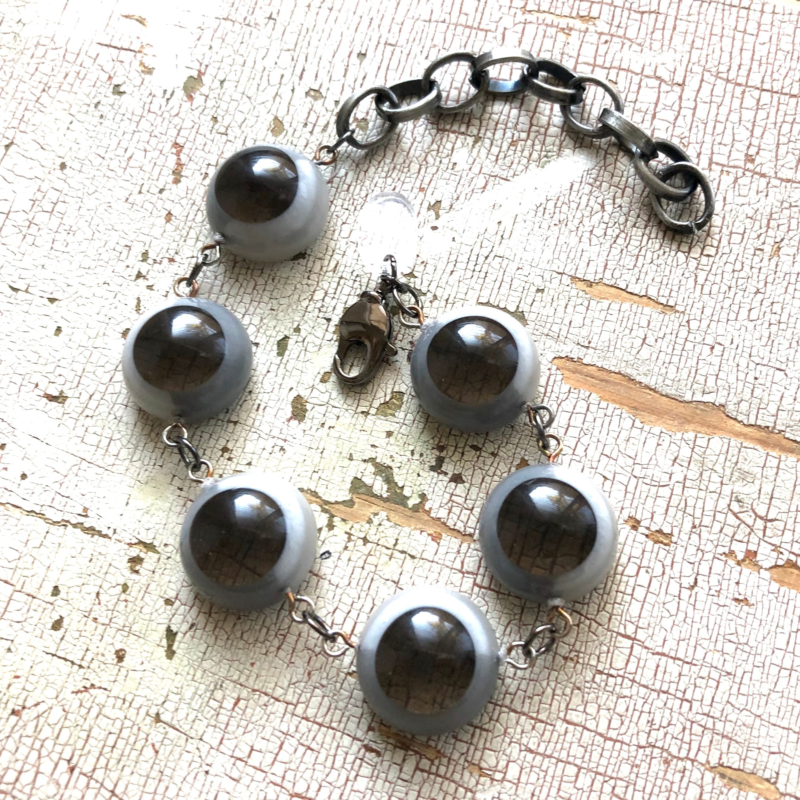 Grey Color-Block Disc Stations Bracelet