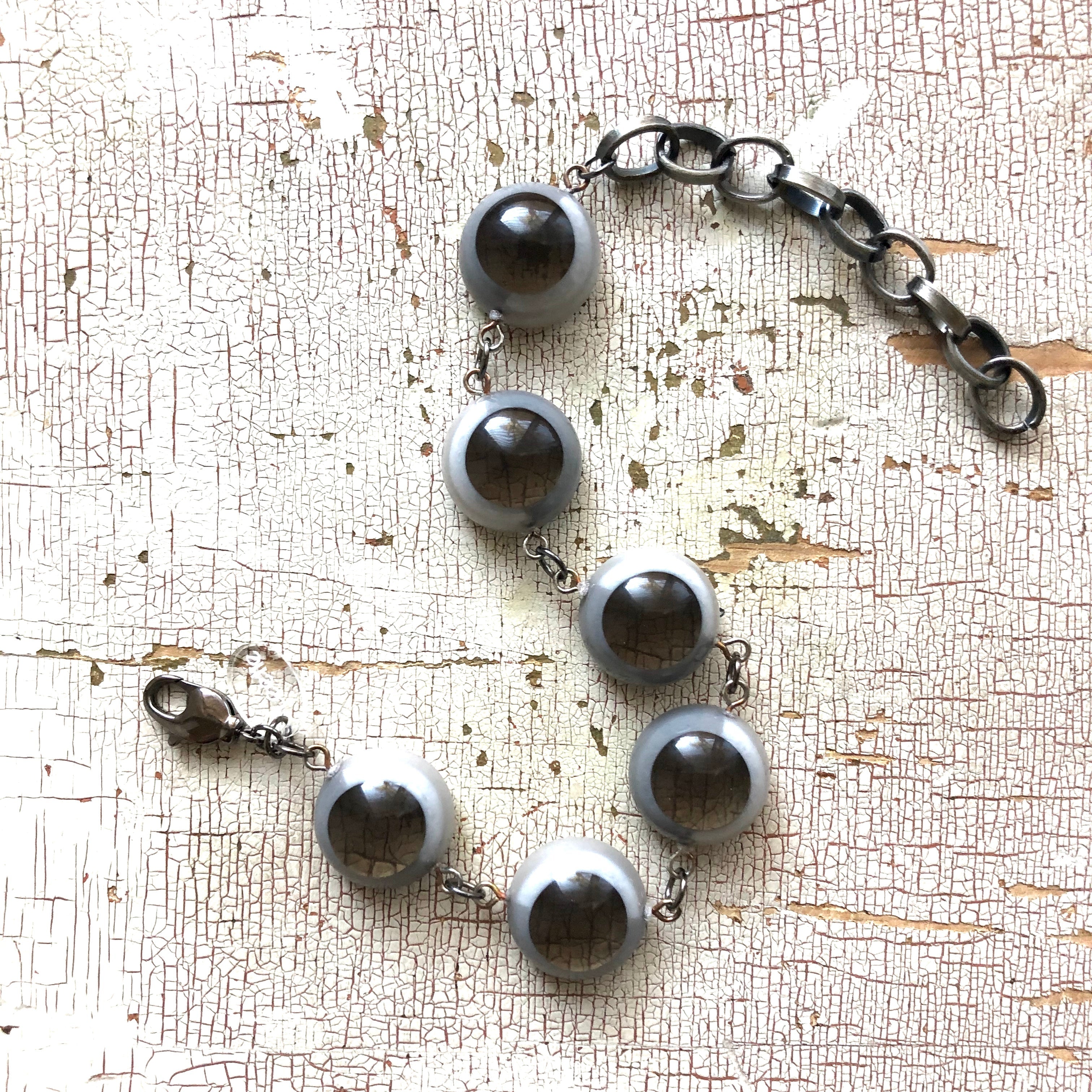 Grey Color-Block Disc Stations Bracelet