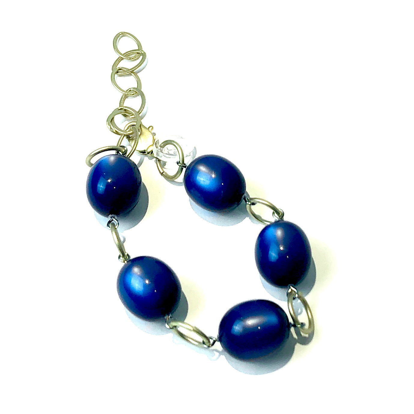 Sapphire Long Oval & Gold Bubble Stations Bracelet