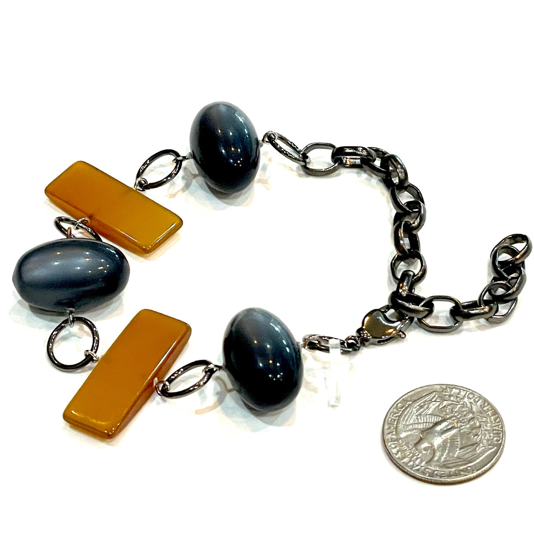 Charcoal & Gold Geo Moonglow Stations Bracelet