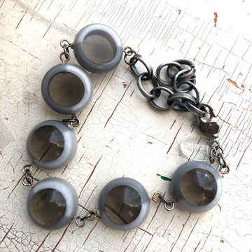 Grey Color-Block Disc Stations Bracelet