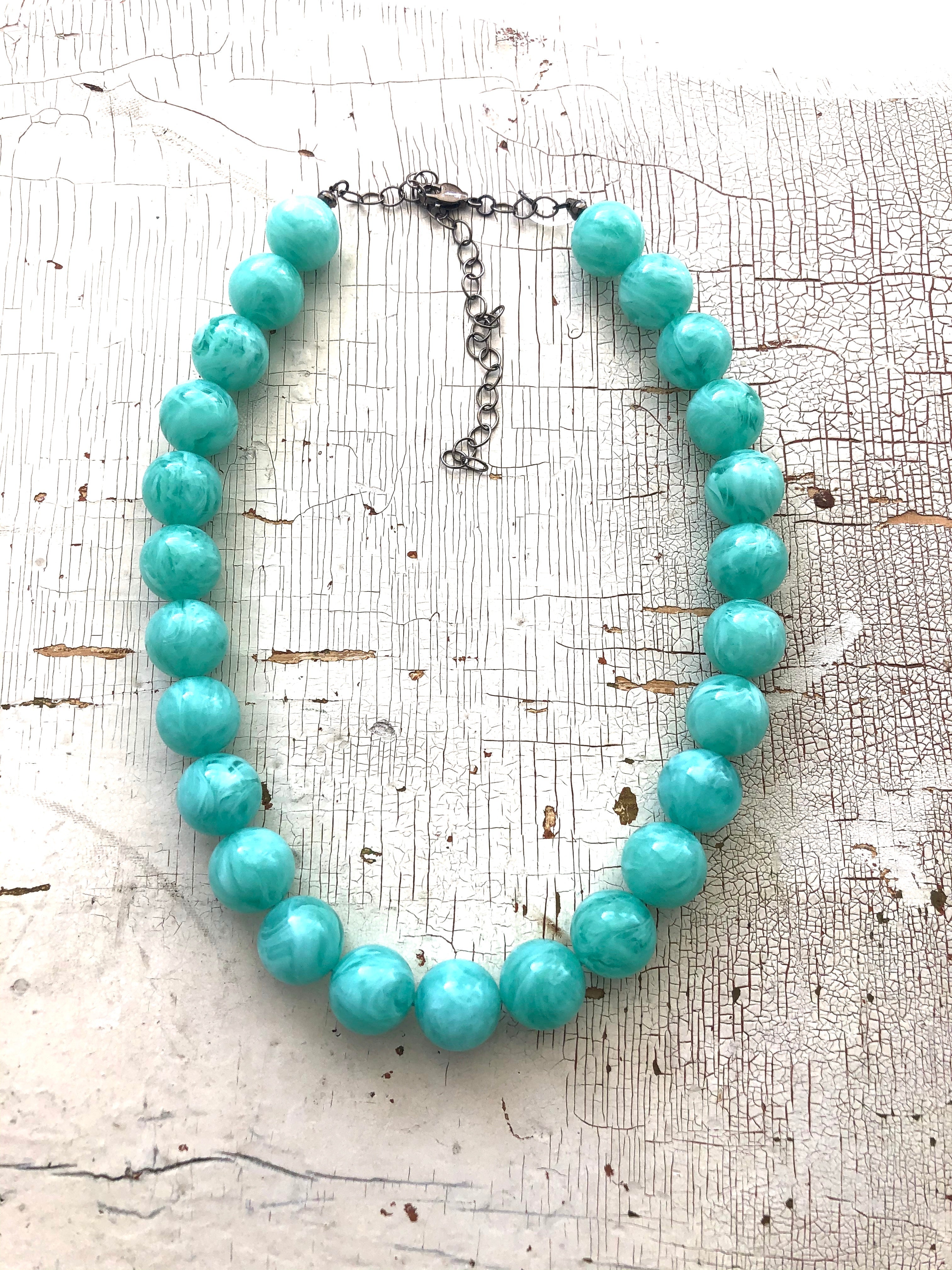 Marbled Tiff Teal Marco Necklace
