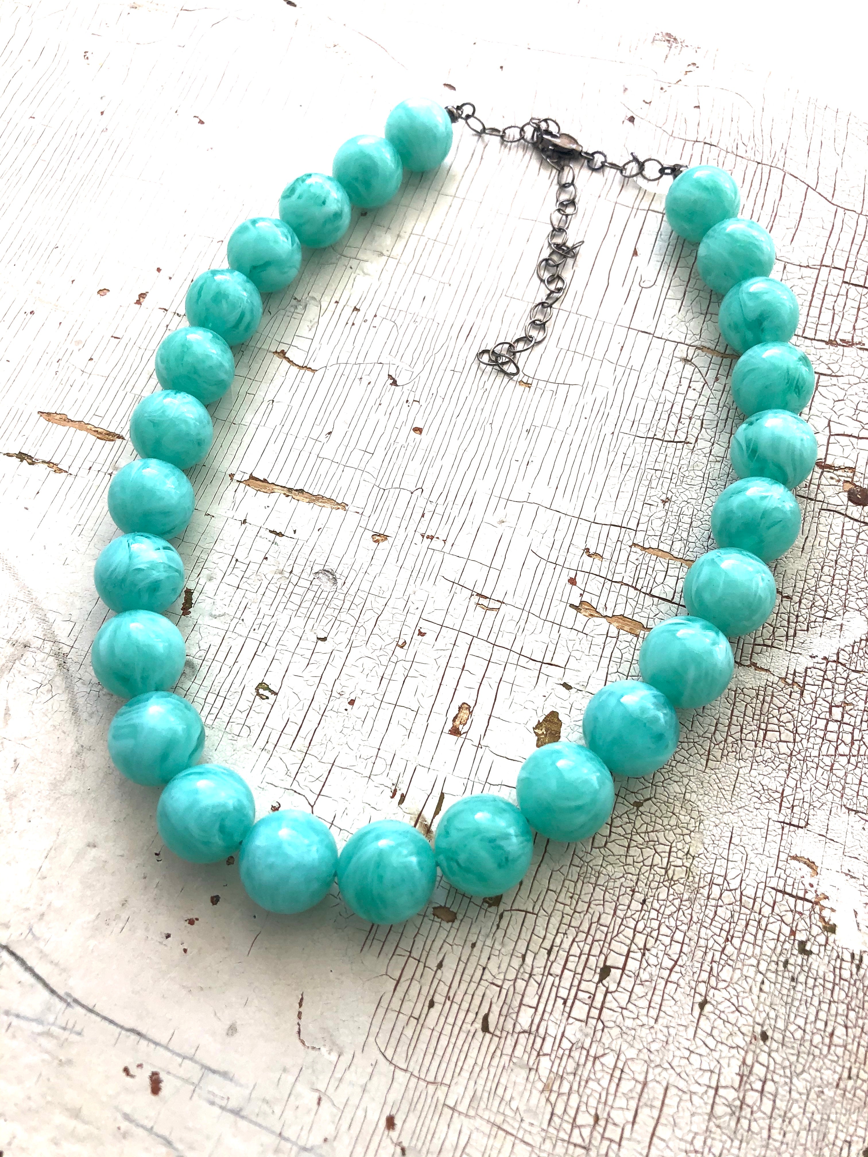 Marbled Tiff Teal Marco Necklace