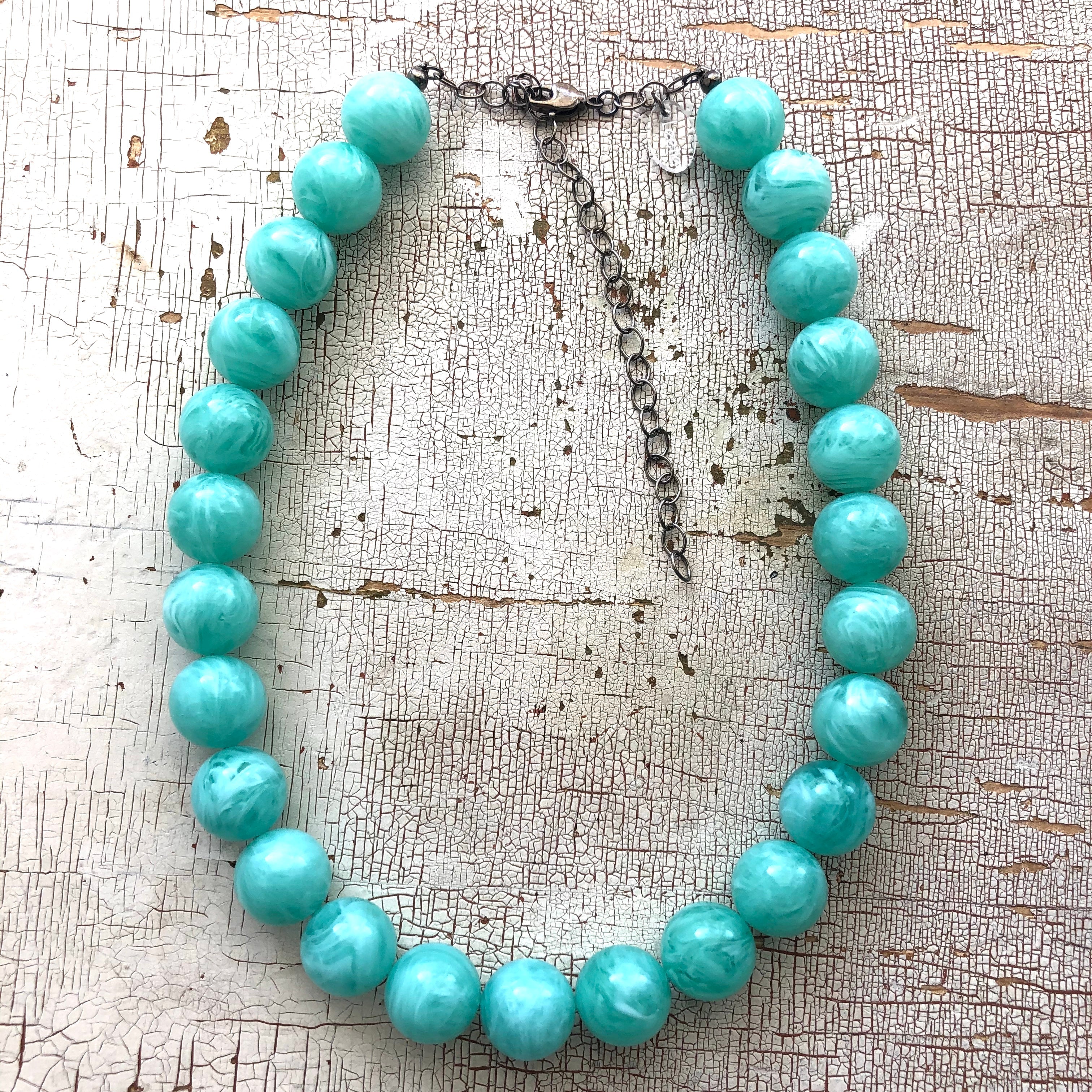 Marbled Tiff Teal Marco Necklace