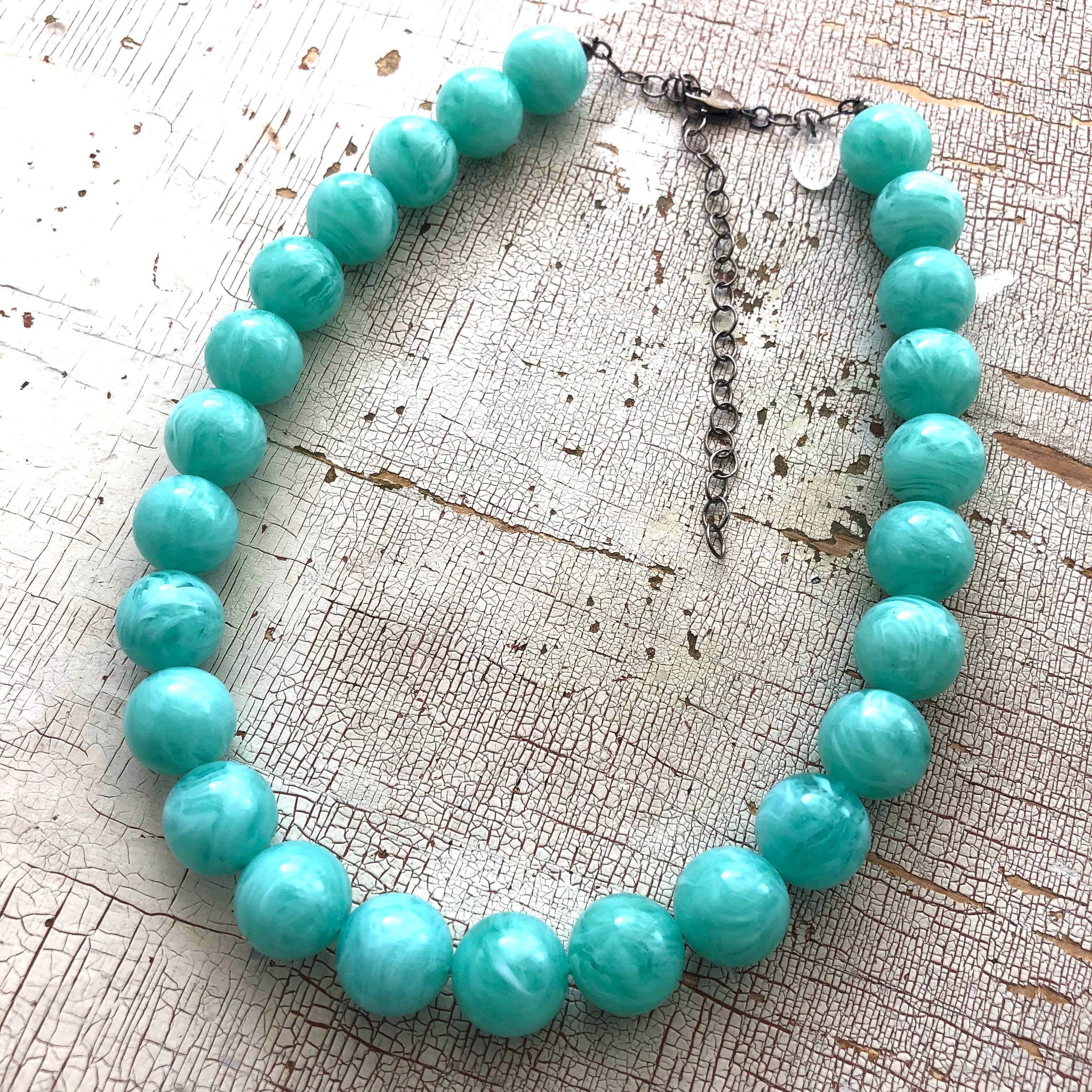 Marbled Tiff Teal Marco Necklace