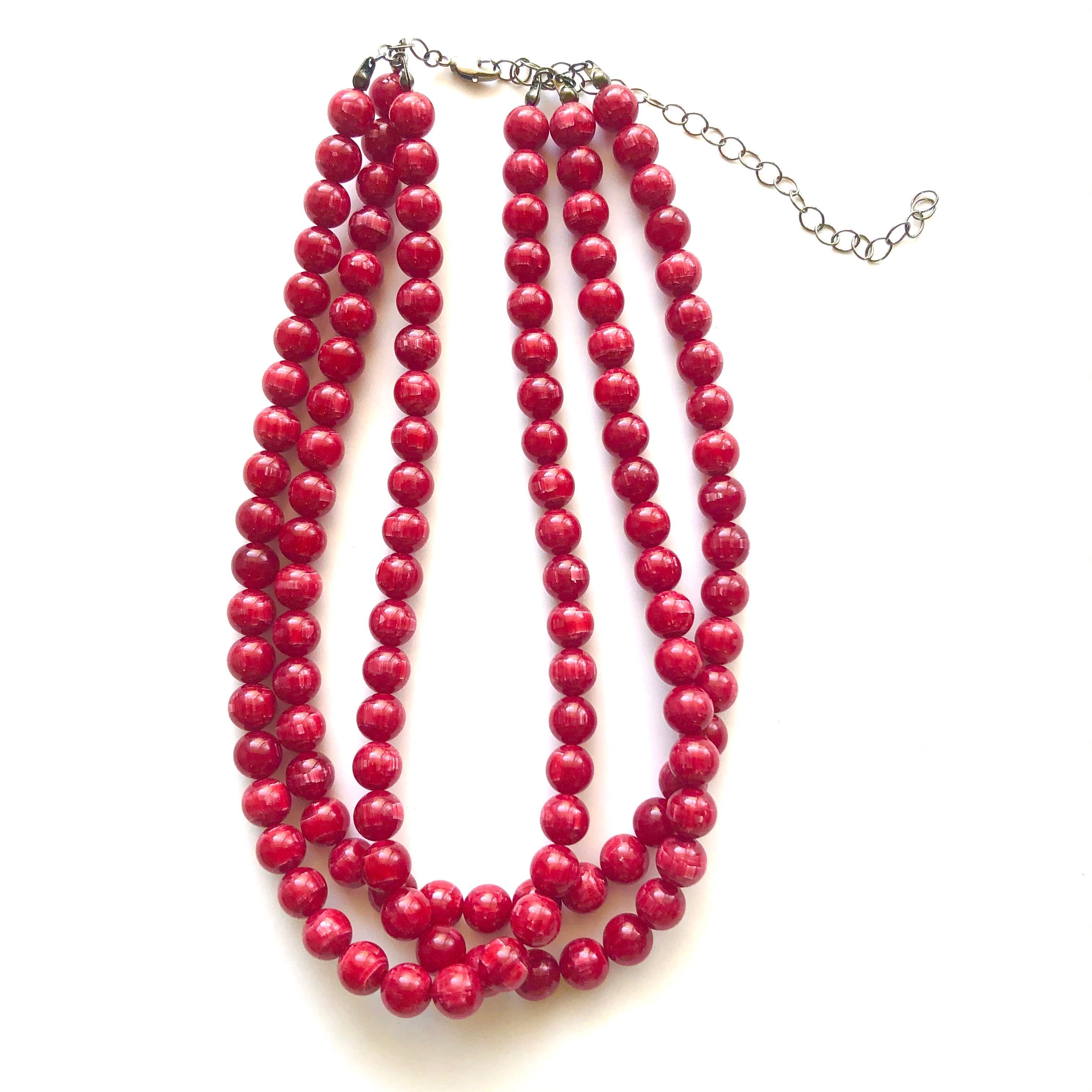 Cranberry Matrix Beaded Morgan Necklace
