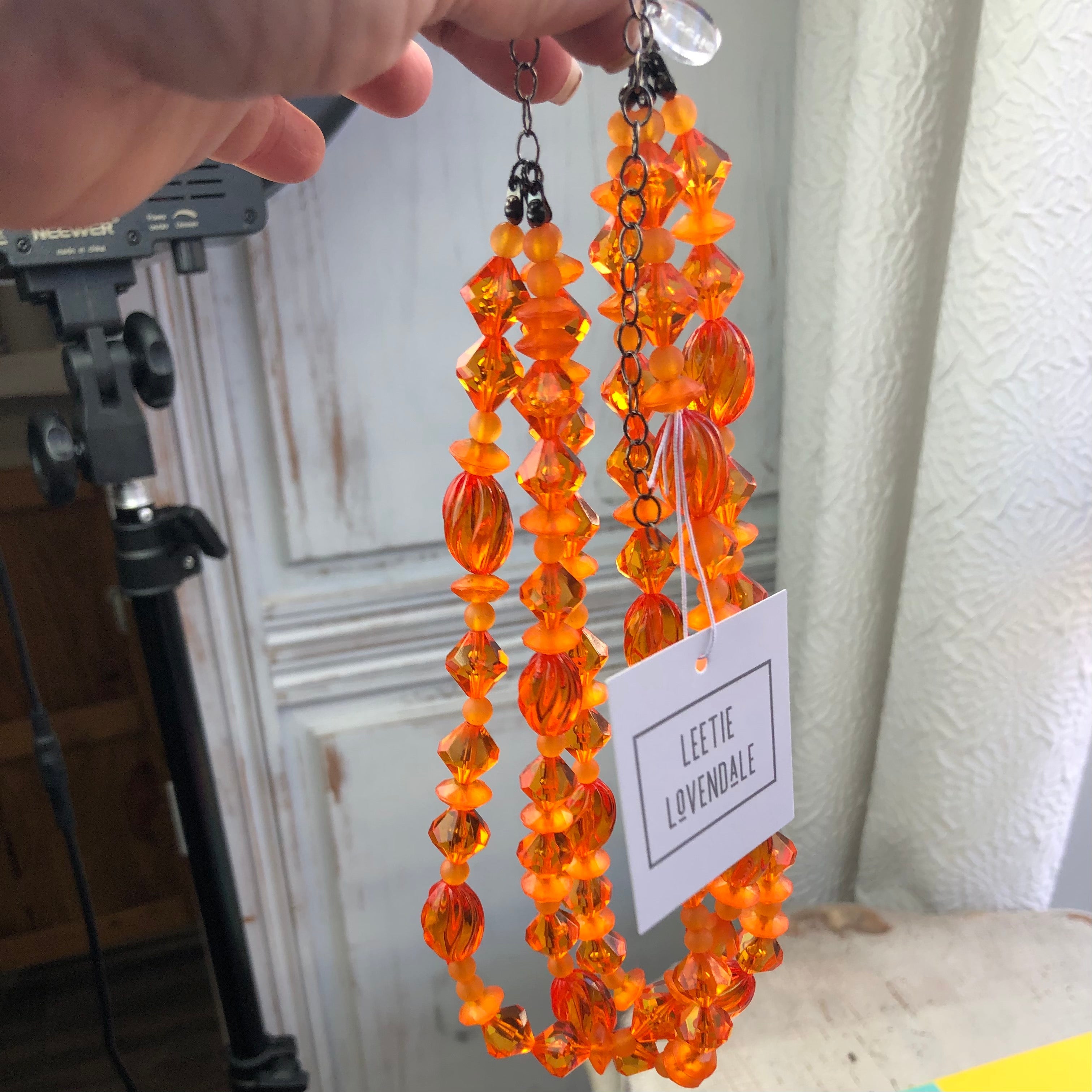 Orange Mix Faceted Morgan Necklace