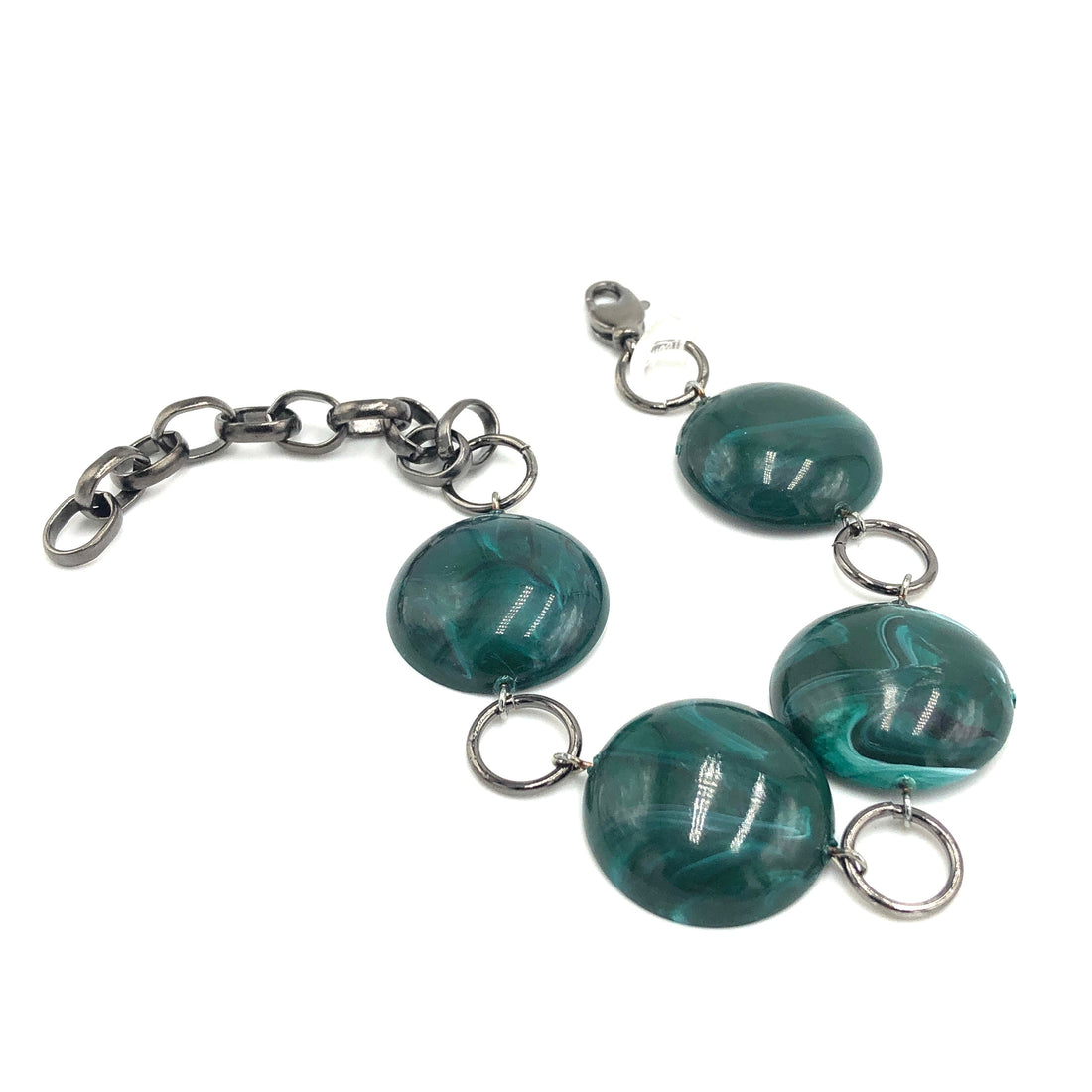 Emerald Marbled Domed Stations Bracelet