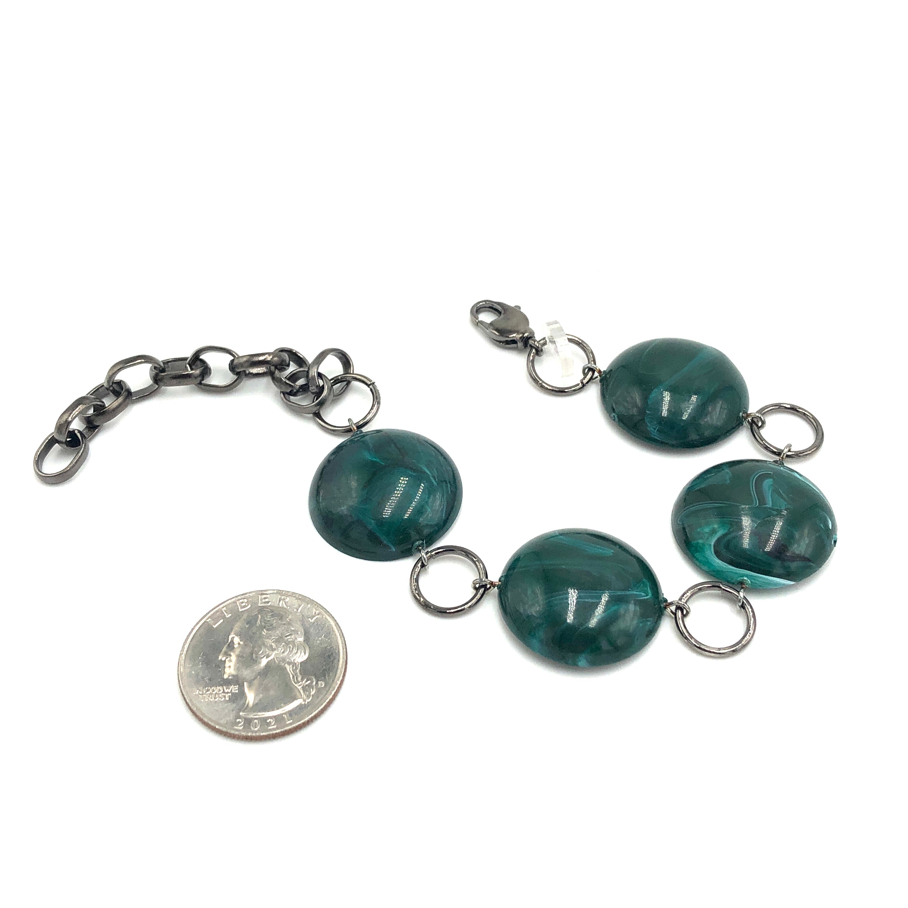 Emerald Marbled Domed Stations Bracelet