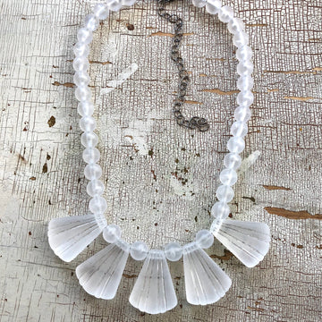 Clear Art Deco Frosted Lucite Collar Necklace