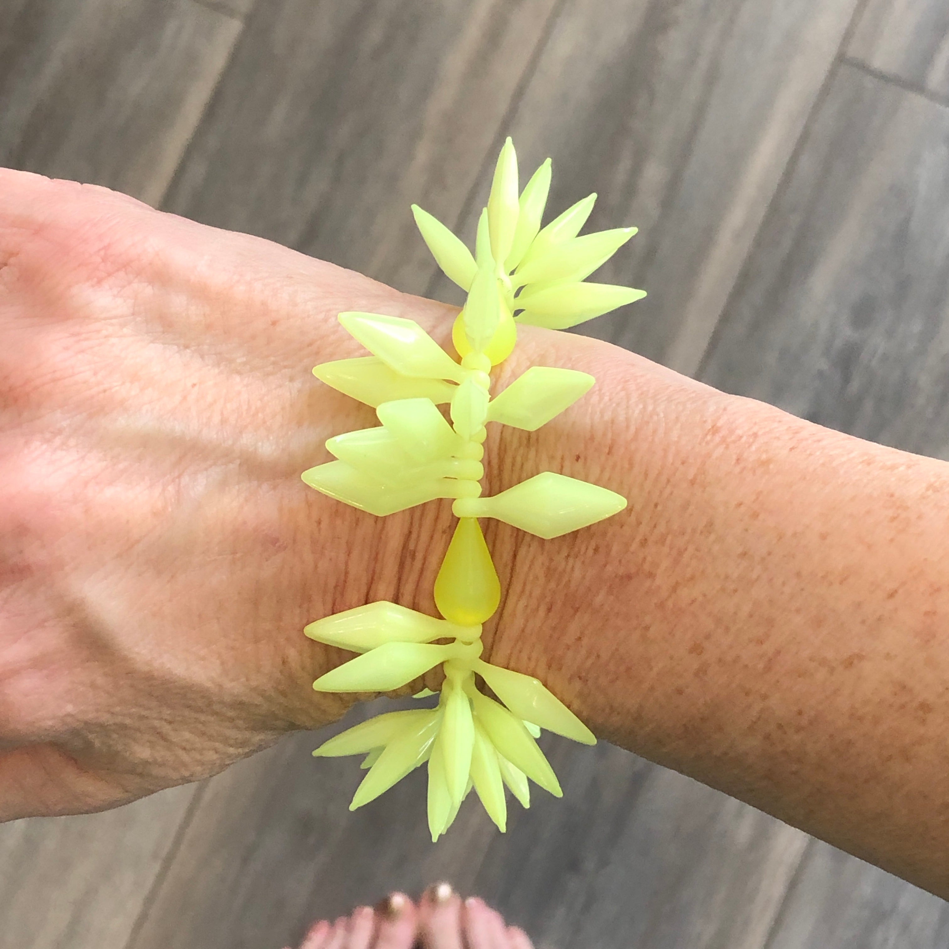 Neon Yellow Spiked Cha Cha Stretch Bracelet