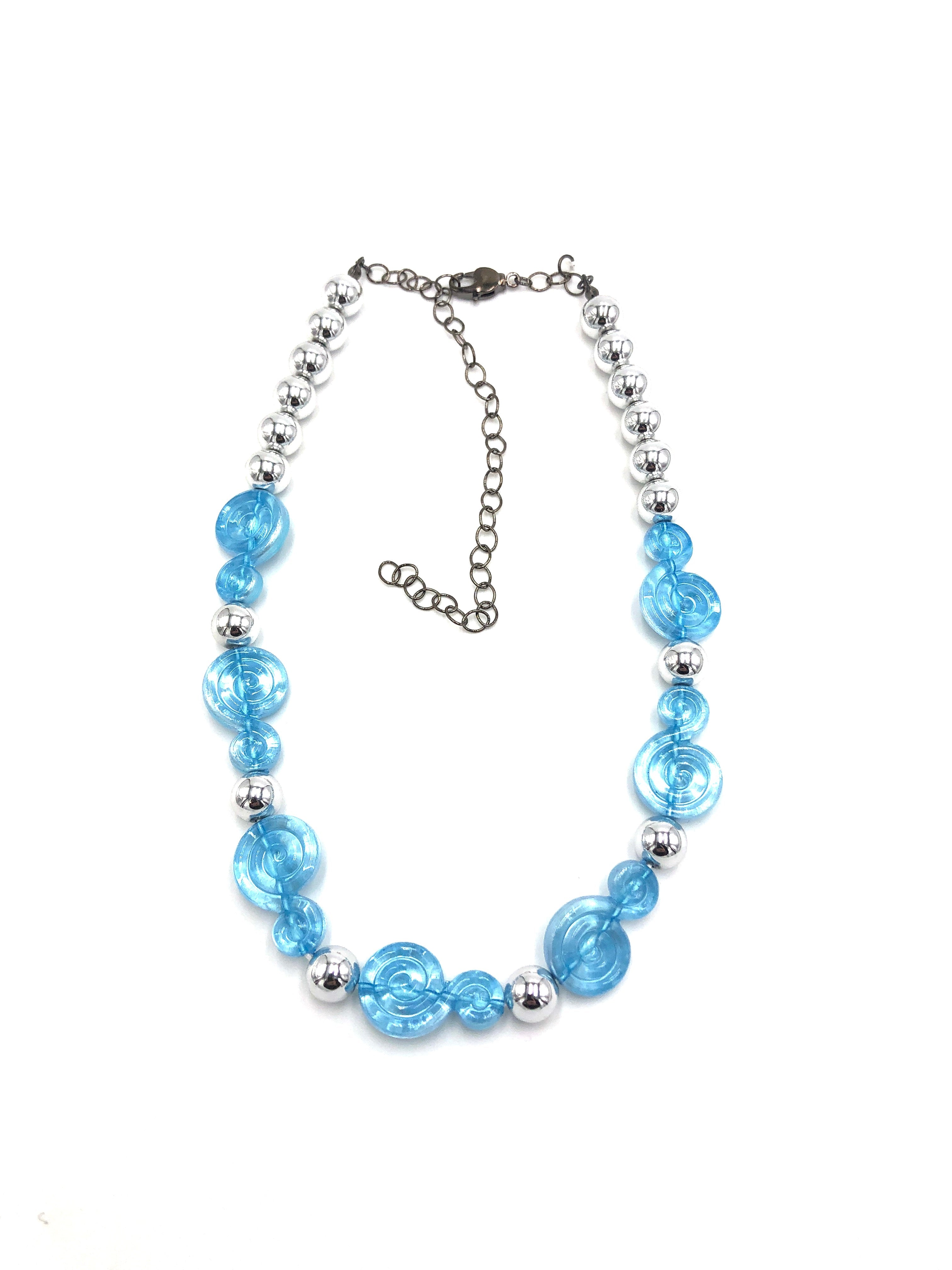 Ice Blue Spiral Glow Marco Necklace