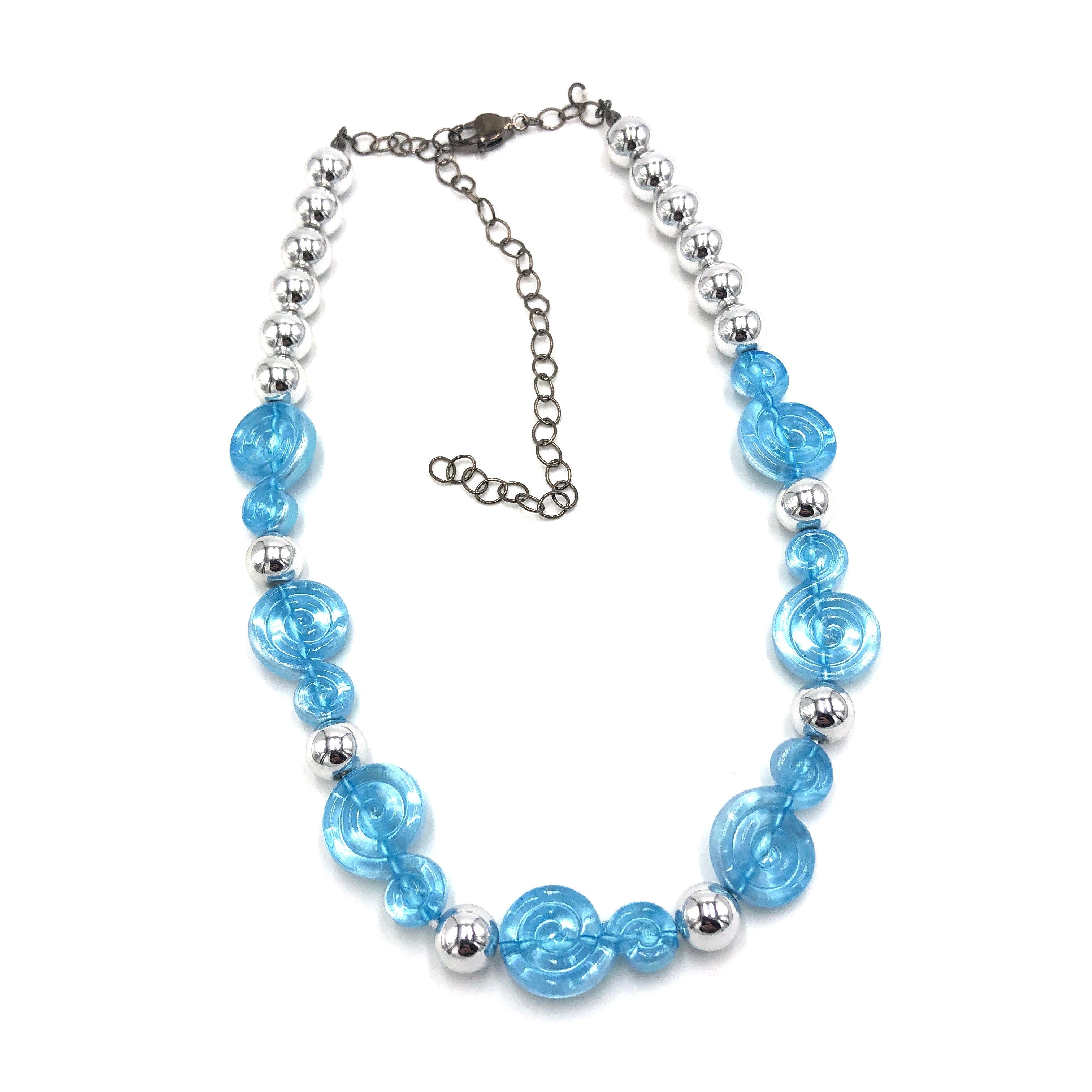 Ice Blue Spiral Glow Marco Necklace