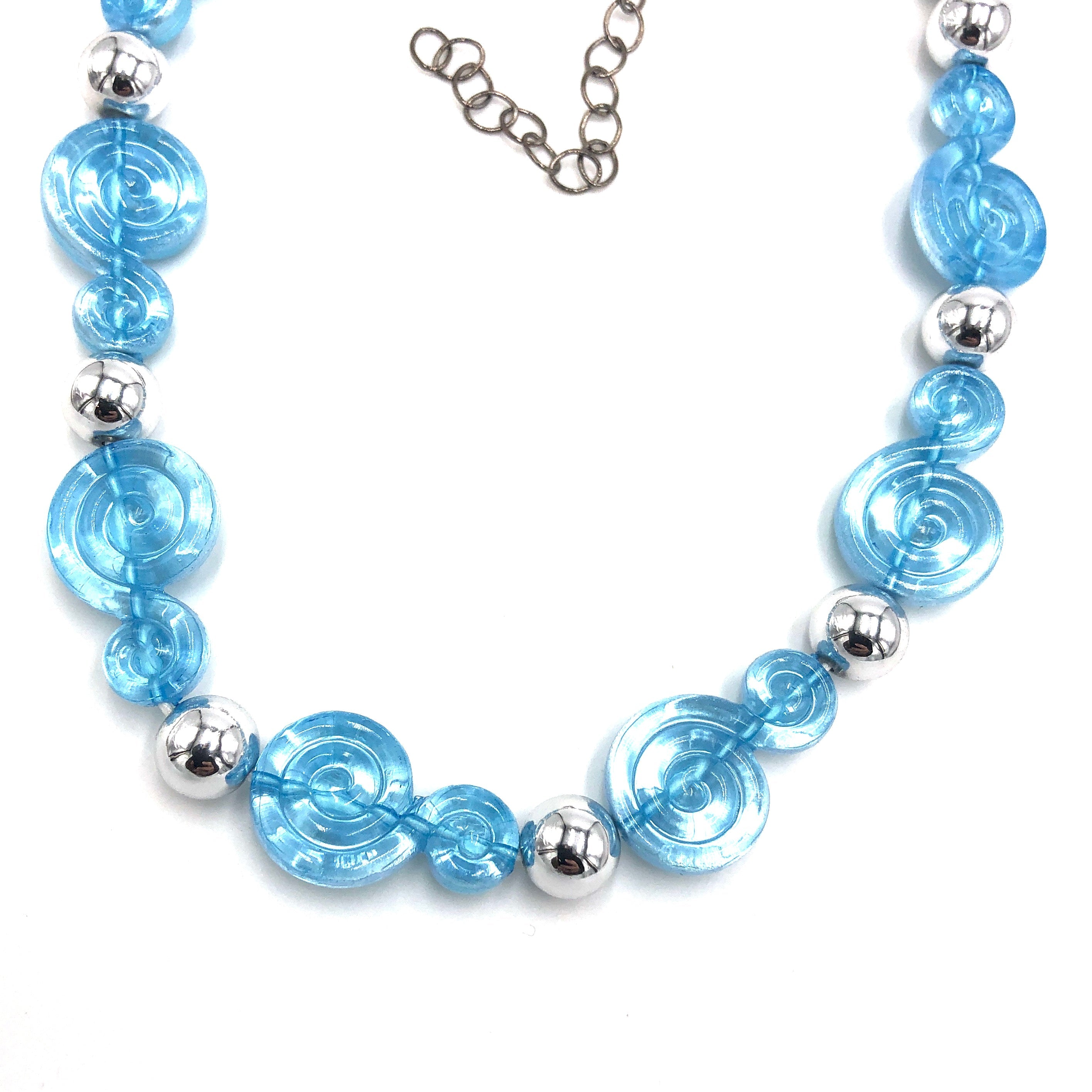 Ice Blue Spiral Glow Marco Necklace