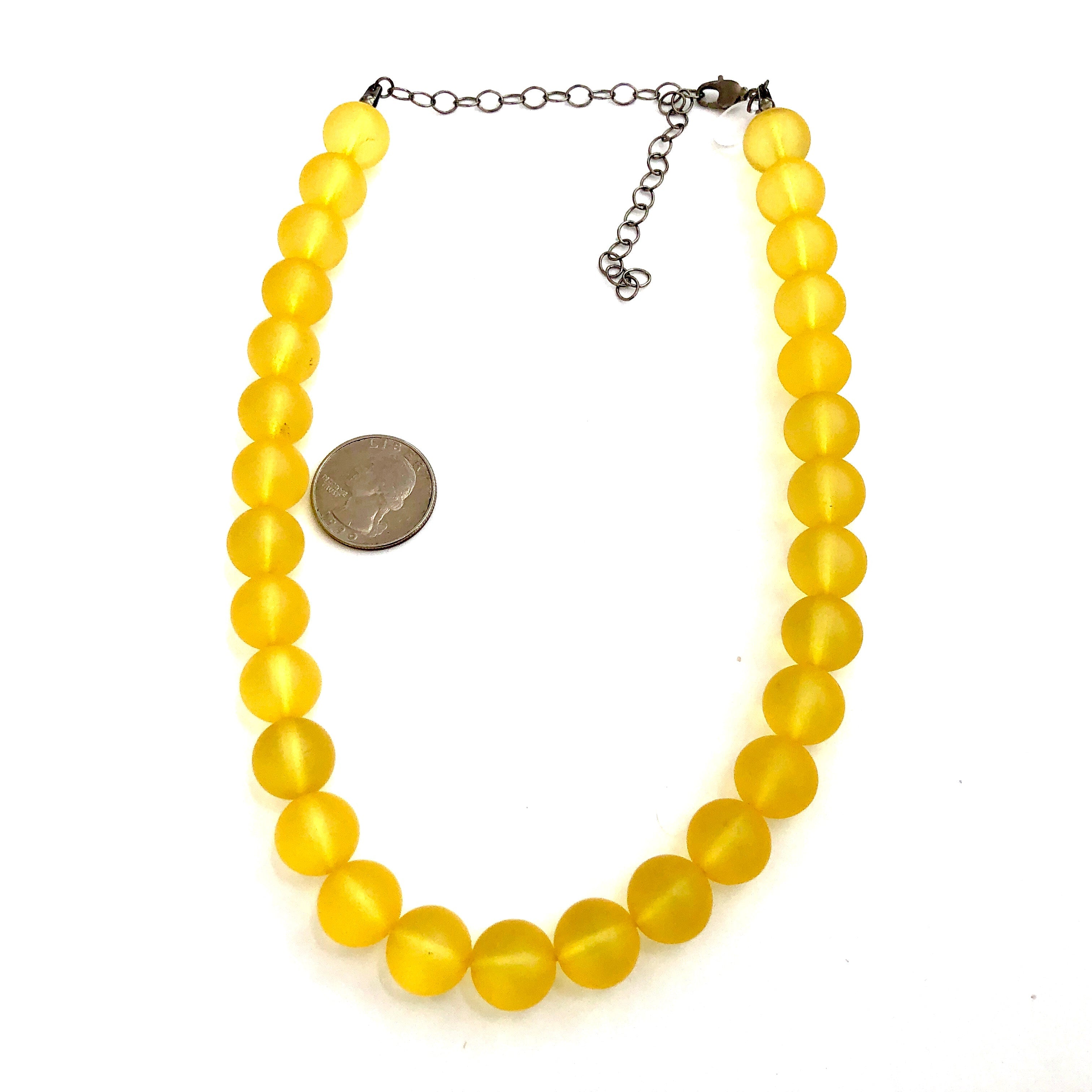 Golden Yellow Frosted Beaded Marco Necklace