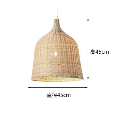 Chinese Creative Hand-Woven Rattan Art LED Pendant Lamp - Retro Decorative Lighting for Restaurants, Hotels, Study Rooms, Hallways, and Rural Decor