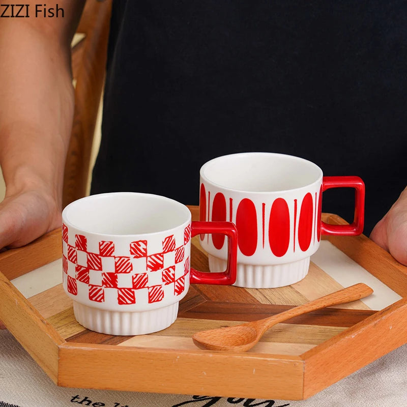 Gilded Era Polka Dot Ceramic Coffee Cup & Saucer Set