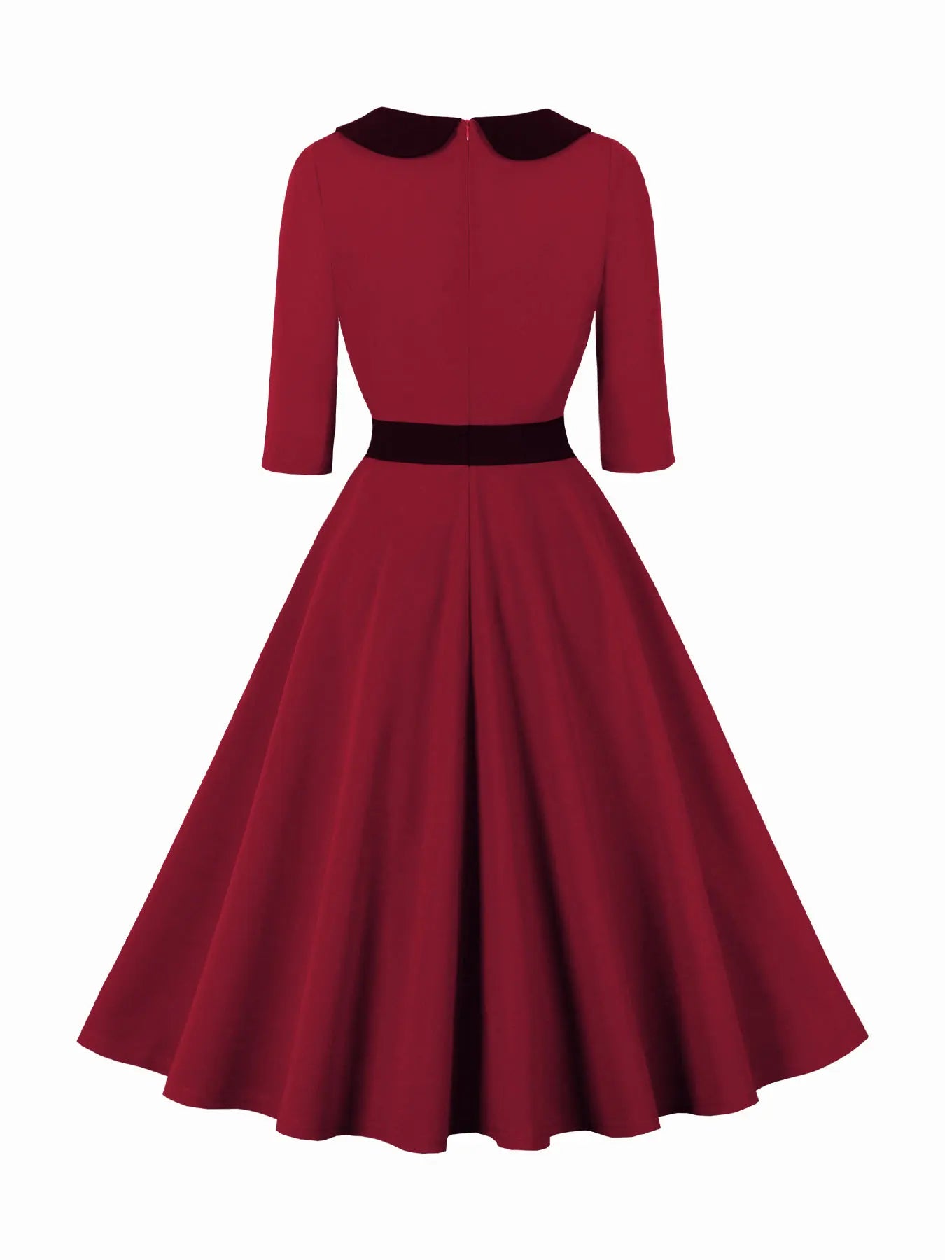 Contrast Collar Fit & Flare Dress