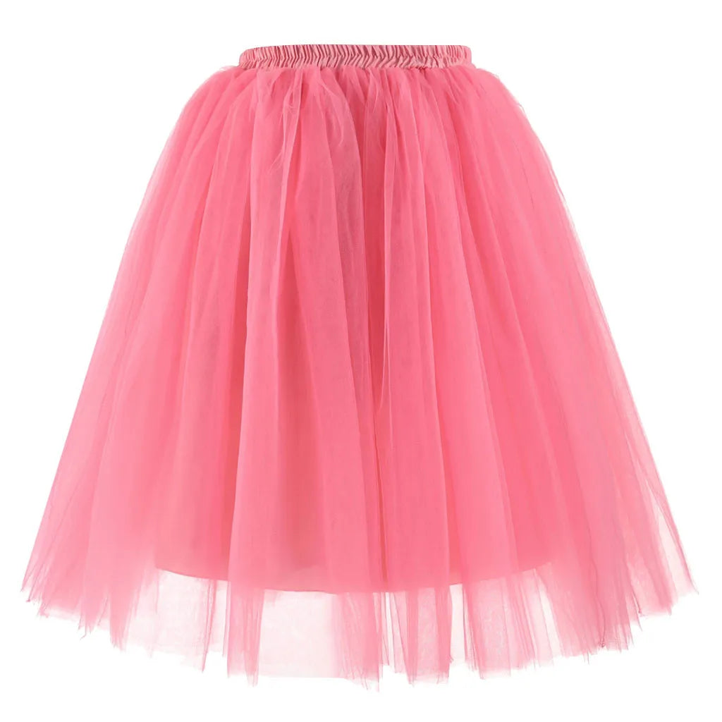 High Waist Tulle A Line Midi Skirt