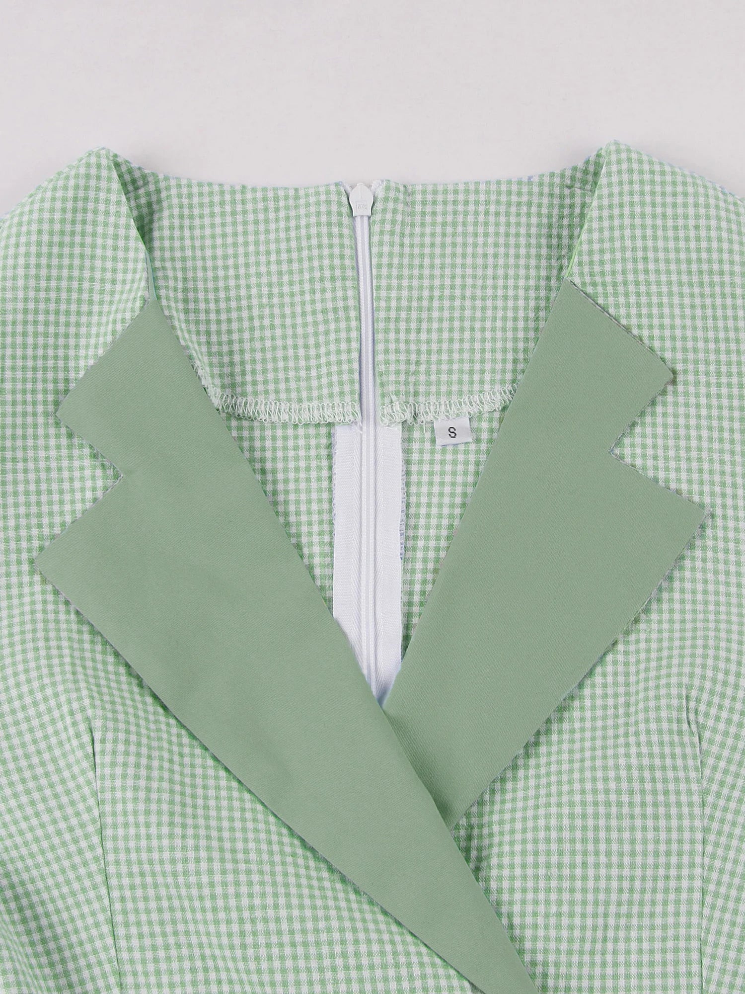 Gingham Collar Belted Fit & Flare Dress