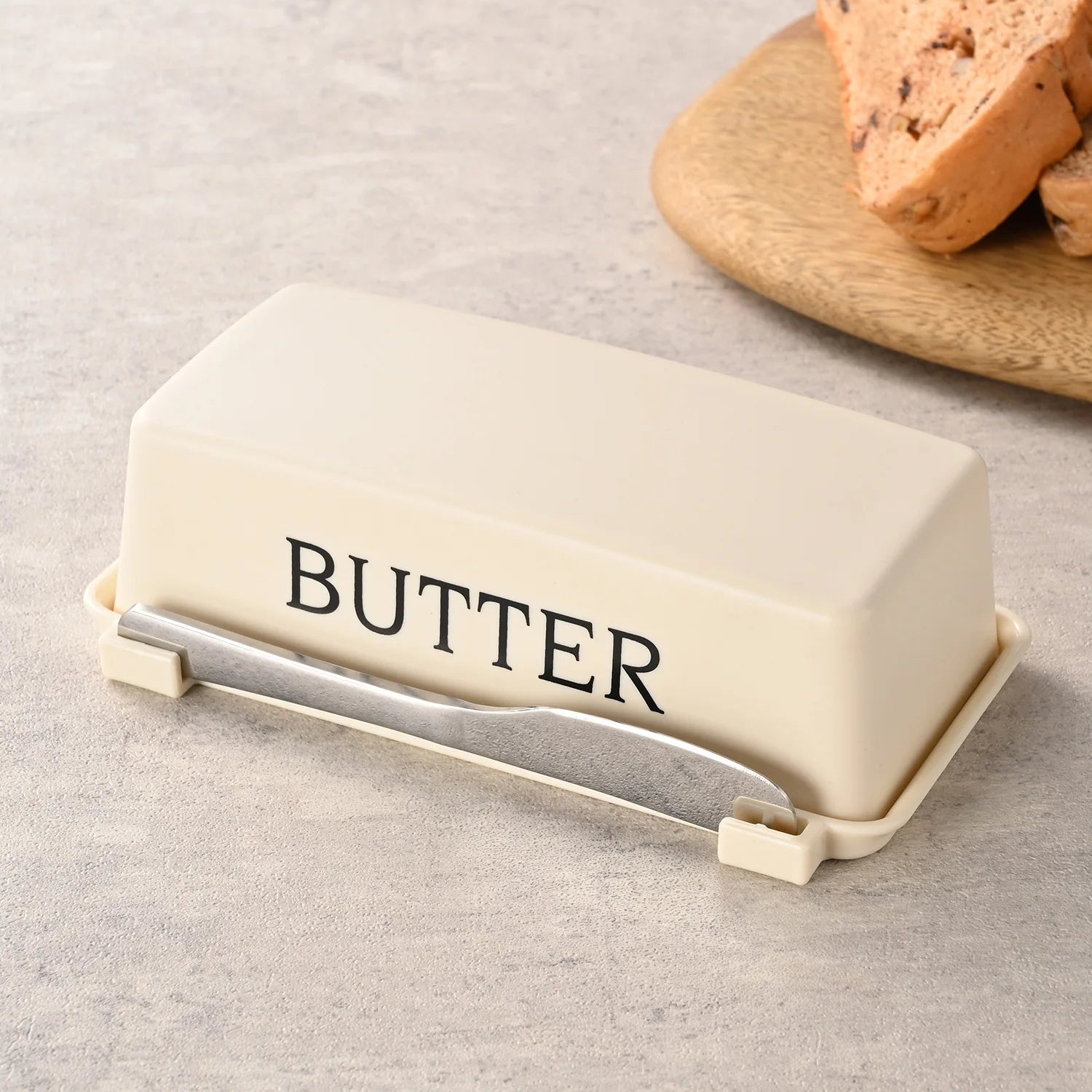 Retro Bistro Sealed Butter Box & Built-In Slicer Knife