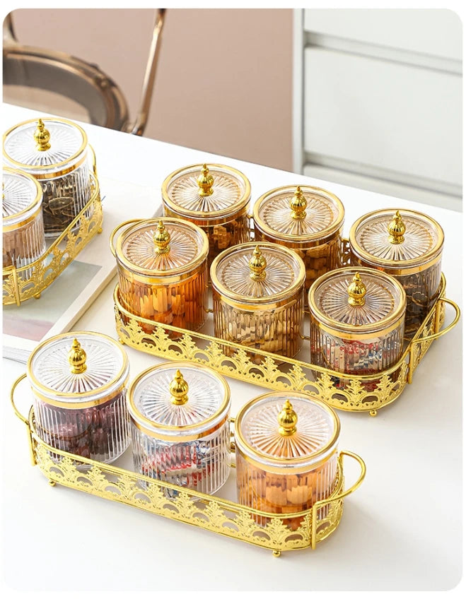Retro Diner Striped Glass Sugar & Spice Jar
