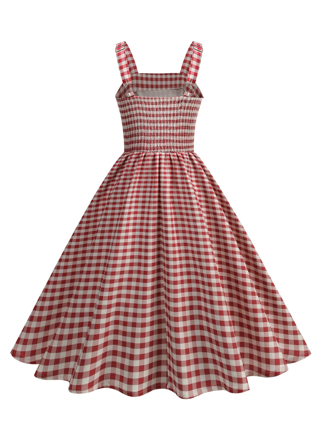 Gingham Square Neck Fit & Flare Dress