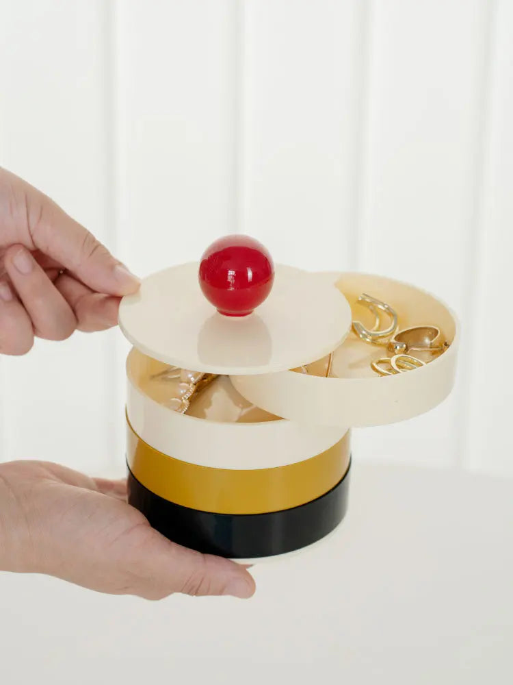1950s Vanity Style Rotatable Plaid Jewelry Box
