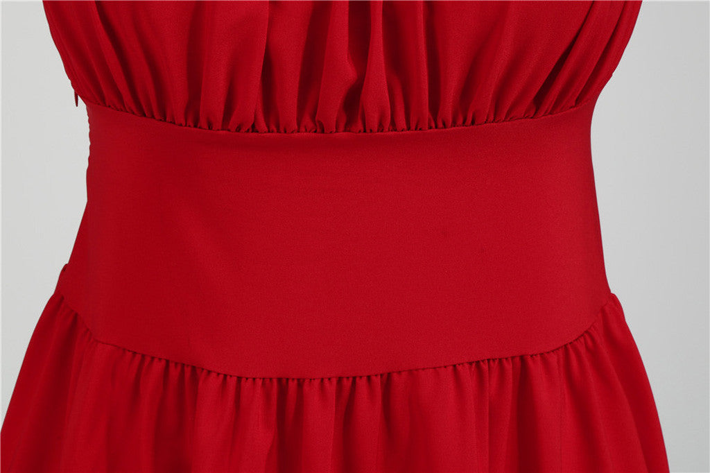 Puff Sleeve Square Neck Fit and Flare Midi Dress