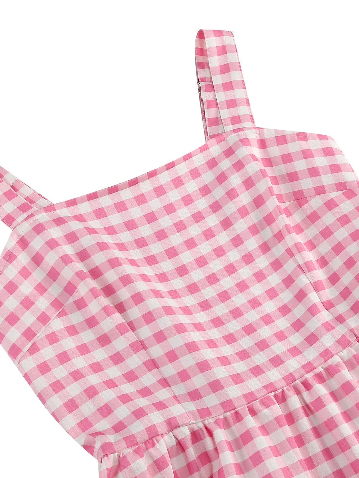Gingham Square Neck Fit & Flare Dress