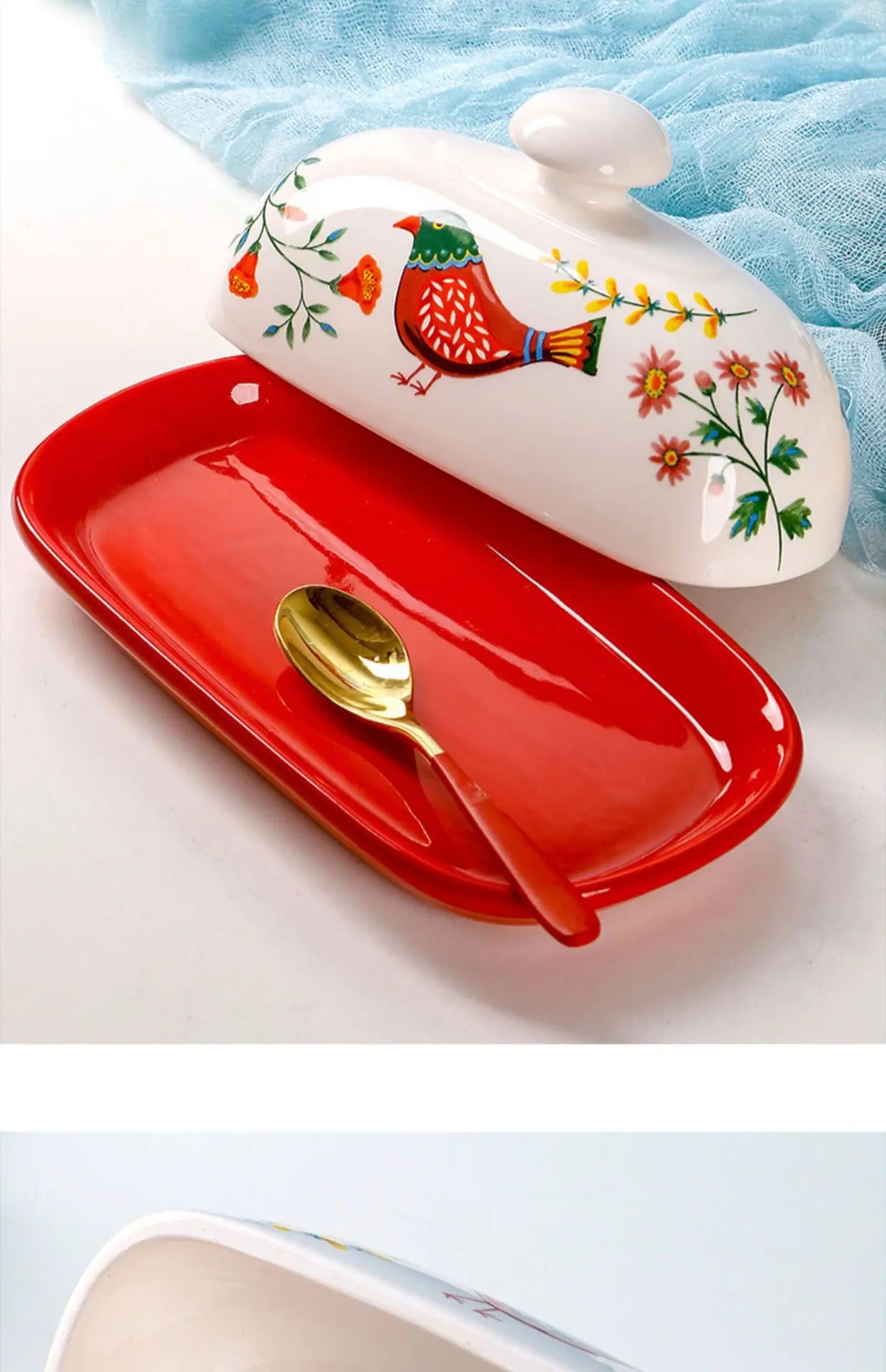 "Country Kitchen" Floral Ceramic Sealed Butter Dish