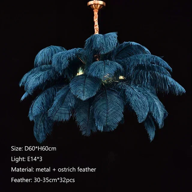 Classic Las Vegas Showgirl Ostrich Feather Chandelier
