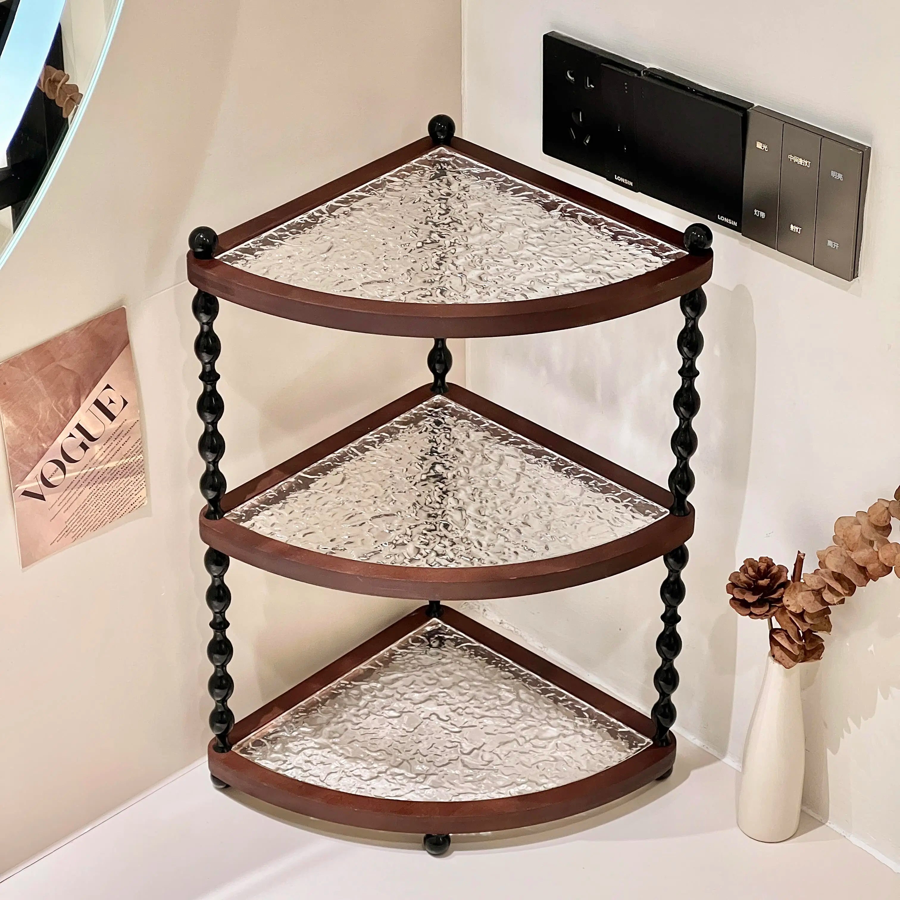 Mid-Century Executive Wooden Double-Tier Desktop Storage Rack