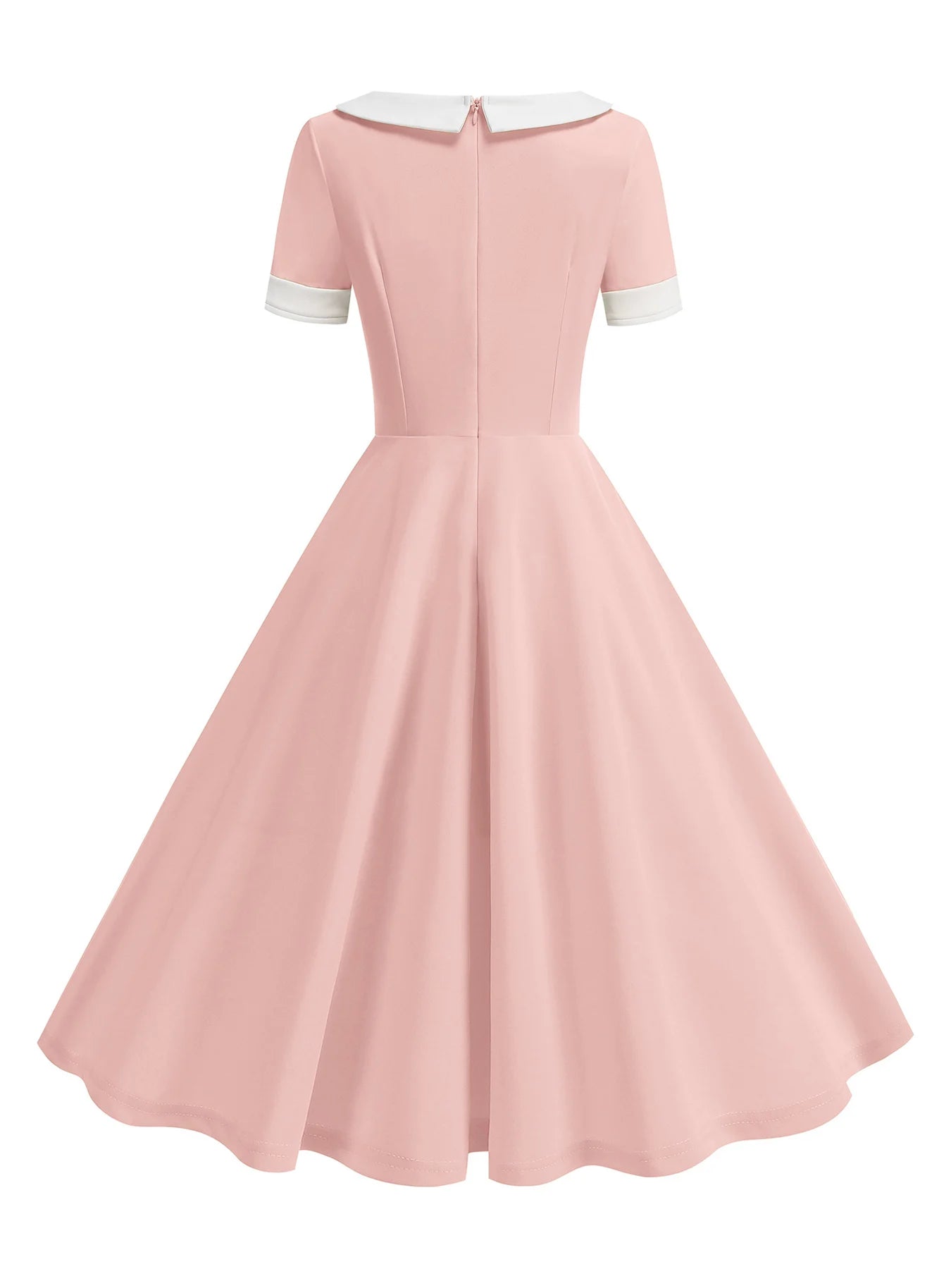 Contrast Collar Fit and Flare Midi Dress
