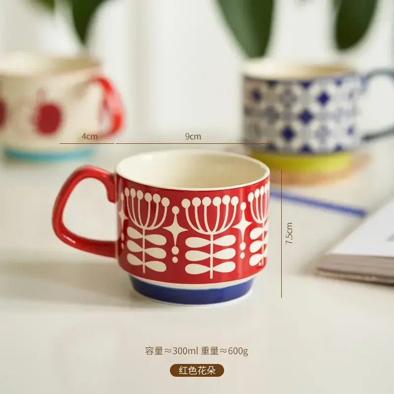 Vintage Meadow Handgrip Mug & Saucer Set (300ml)