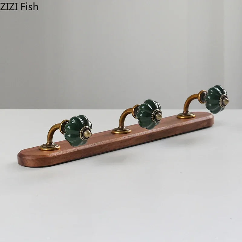 Mid-Century Minimalist Solid Wood Multiple Hanging Hooks
