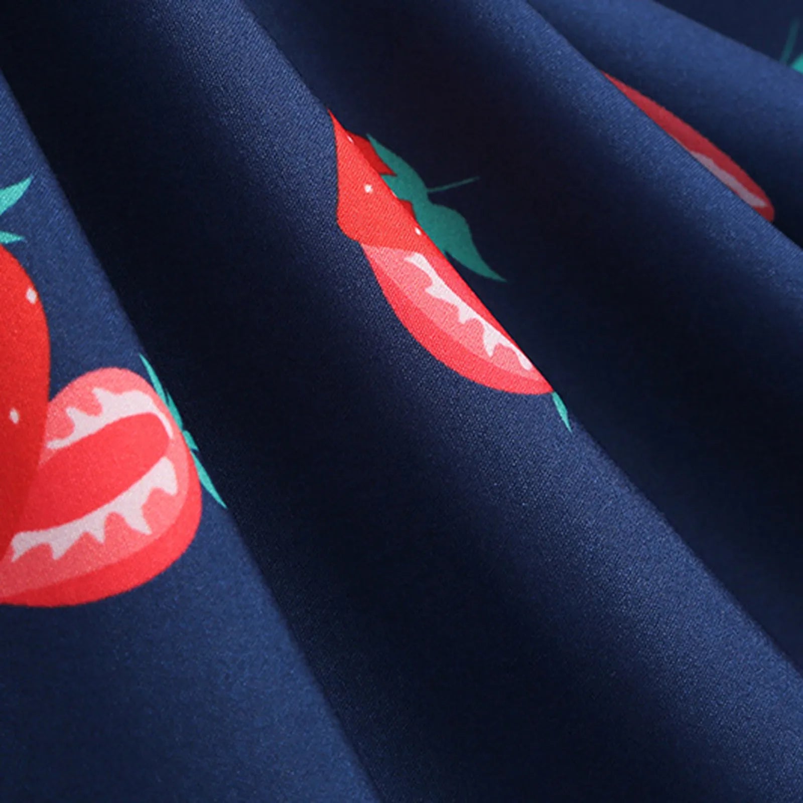 Strawberry Print Sleeveless Midi Dress