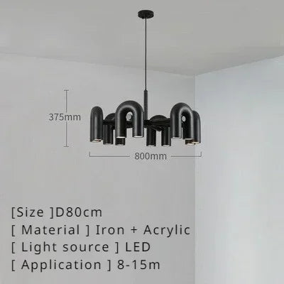 Retro Macaron U-Shape LED Pendant Chandelier