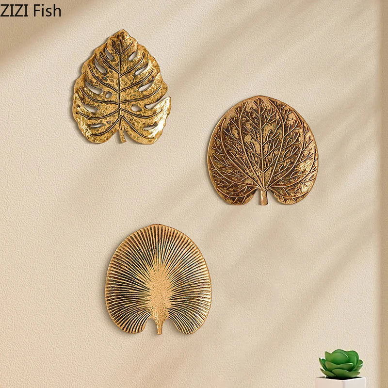 Hollywood Regency Golden Ginkgo Leaf Wall Art