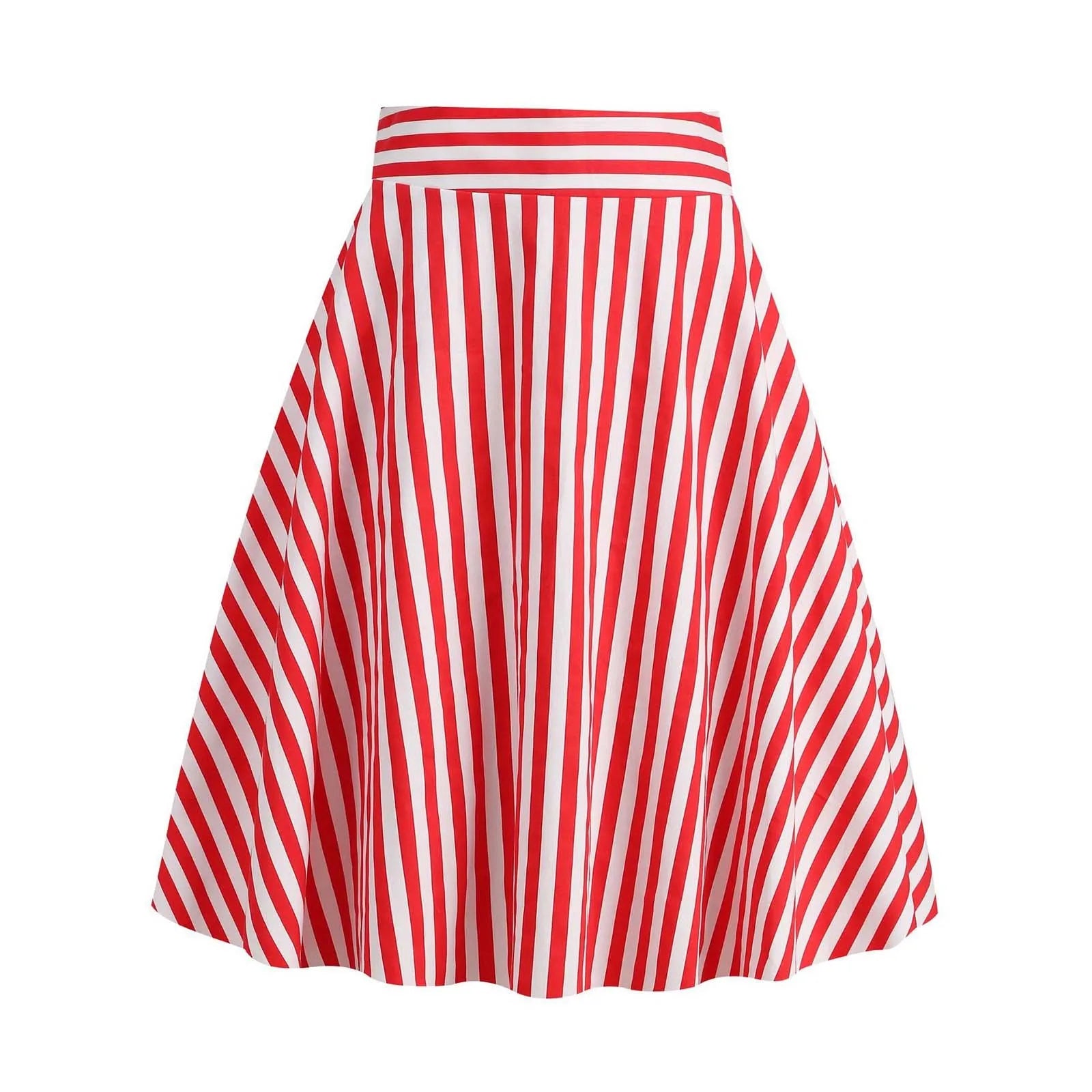 High Waist Vertical Stripe A Line Midi Skirt
