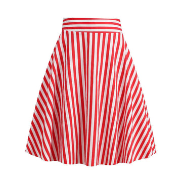 High Waist Vertical Stripe A Line Midi Skirt