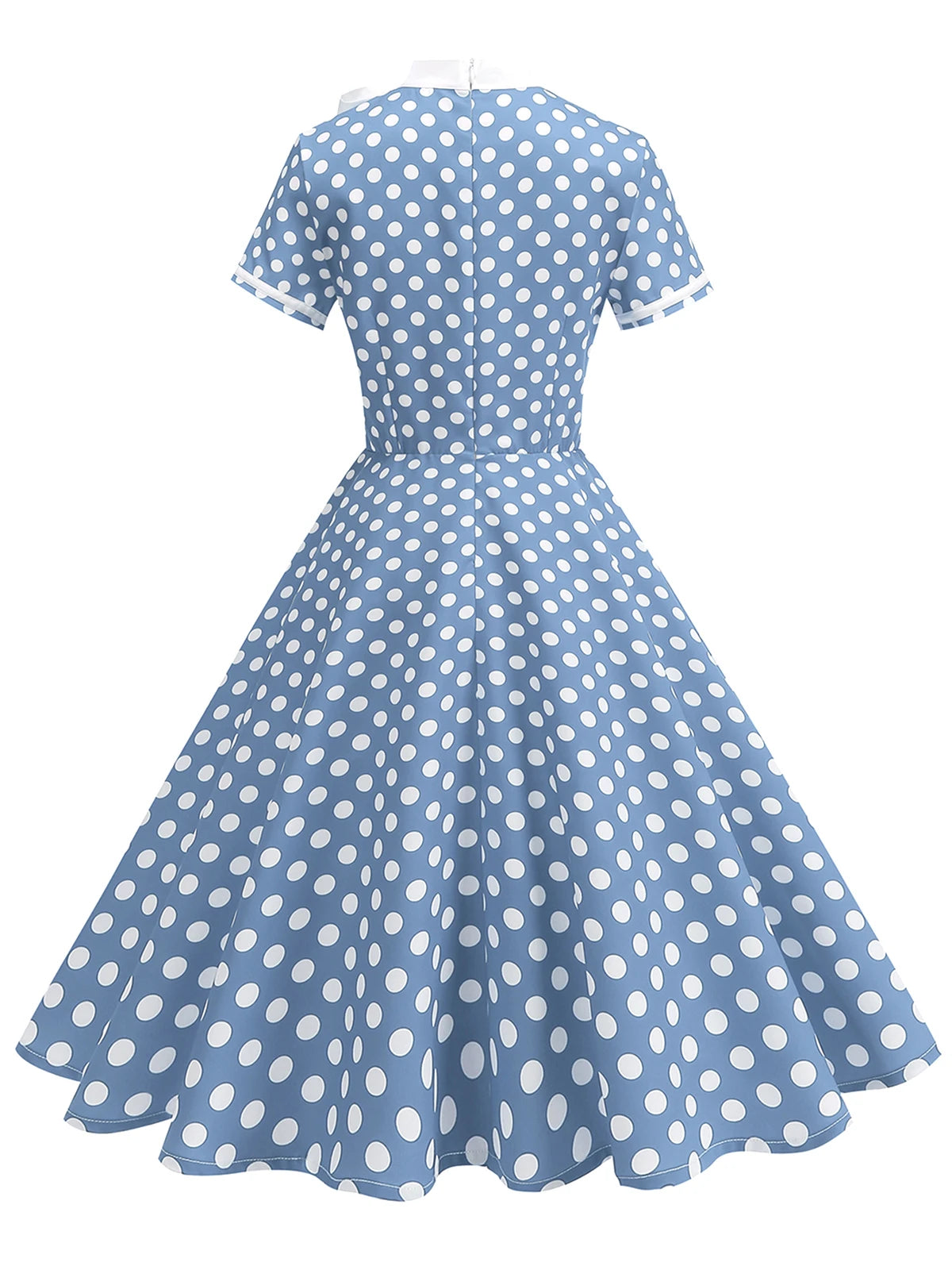 Polka Dot Tie-Neck Fit & Flare Dress