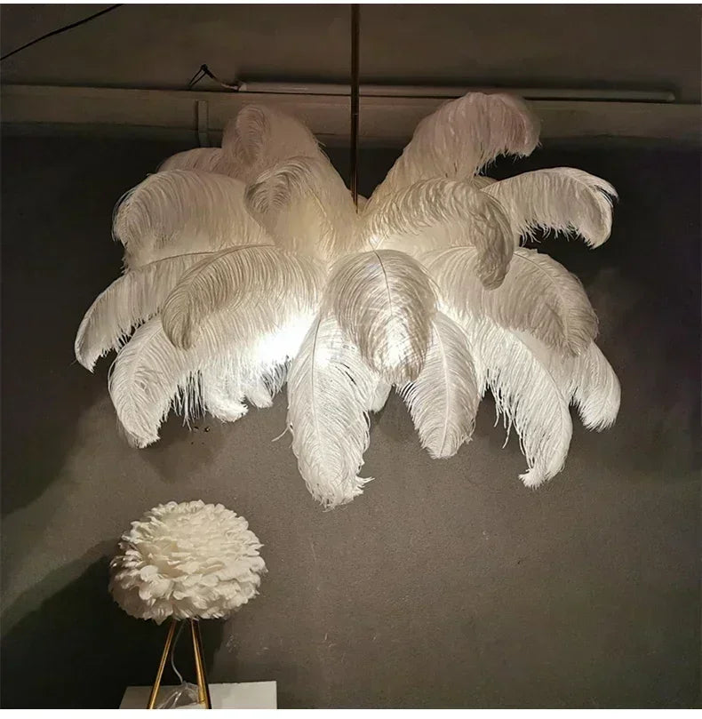Classic Las Vegas Showgirl Ostrich Feather Chandelier