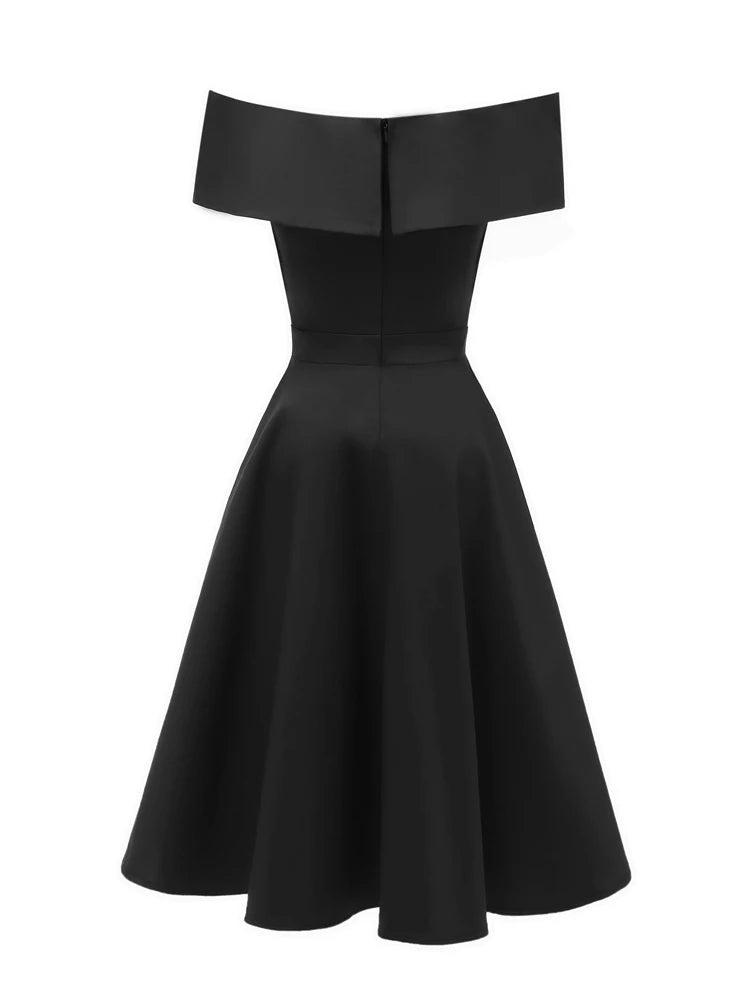 Off-Shoulder Wrap Bodice Fit & Flare Dress