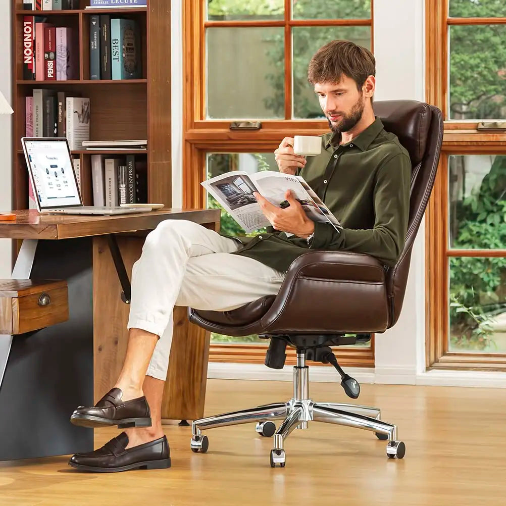 Leather Adjustable High-Back Office Chair