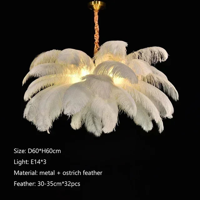 Classic Las Vegas Showgirl Ostrich Feather Chandelier